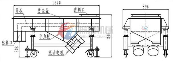 可升降移动直线振动筛结构图